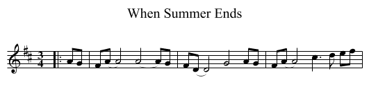 When Summer Ends - staff notation