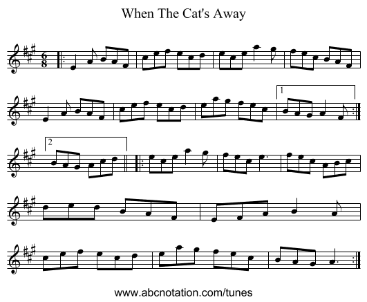 When The Cat's Away - staff notation