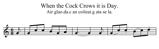 When the Cock Crows it is Day. - staff notation