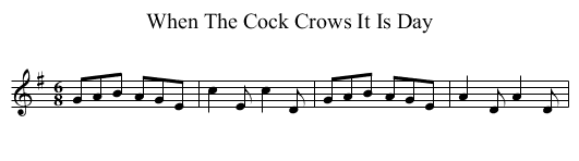 When The Cock Crows It Is Day - staff notation