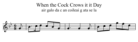 When the Cock Crows it it Day - staff notation