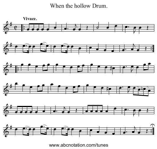 When the hollow Drum. - staff notation