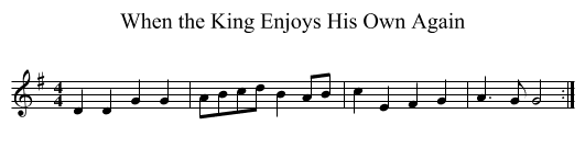 When the King Enjoys His Own Again - staff notation