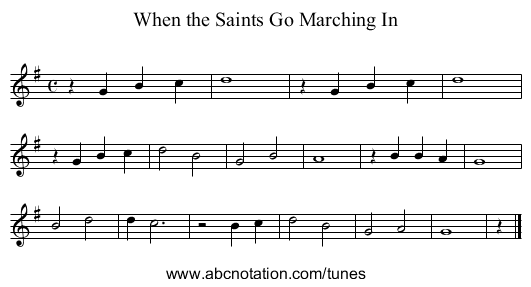 When the Saints Go Marching In - staff notation