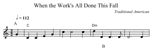 When the Work's All Done This Fall - staff notation