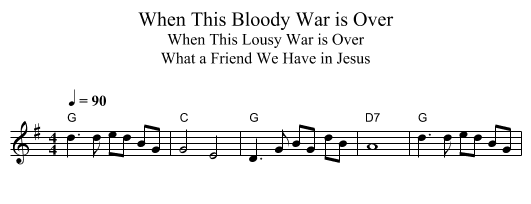 When This Bloody War is Over - staff notation