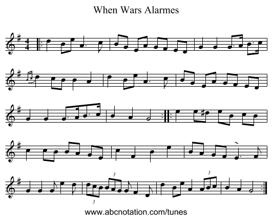 When Wars Alarmes - staff notation