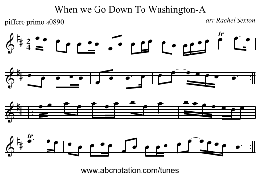 When we Go Down To Washington-A - staff notation