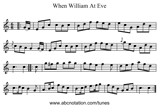 When William At Eve - staff notation