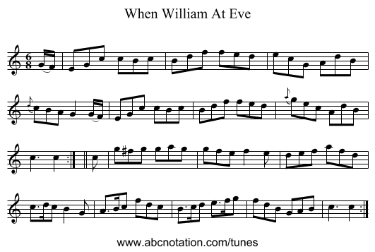 When William At Eve - staff notation