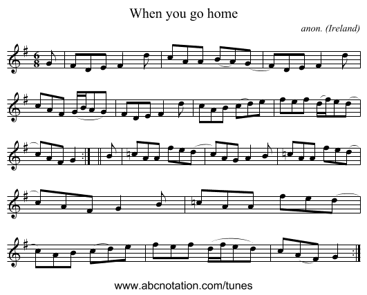 When you go home - staff notation