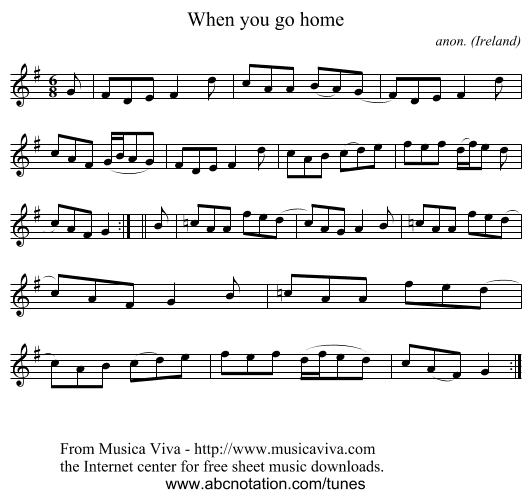When you go home - staff notation