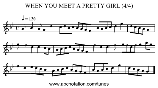 WHEN YOU MEET A PRETTY GIRL (4/4) - staff notation