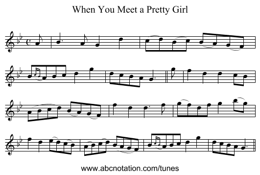 When You Meet a Pretty Girl - staff notation