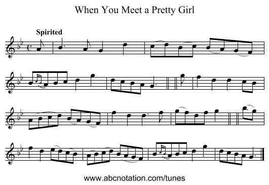 When You Meet a Pretty Girl - staff notation