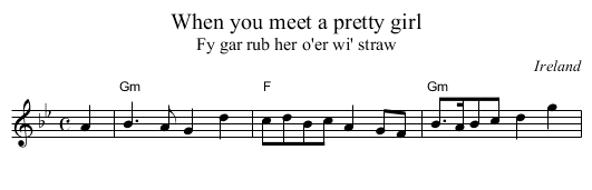When you meet a pretty girl - staff notation