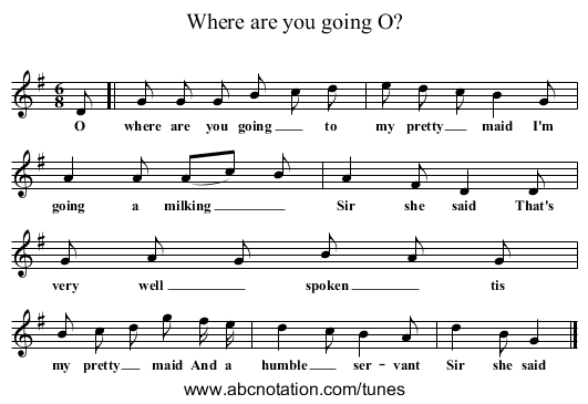 Where are you going O? - staff notation