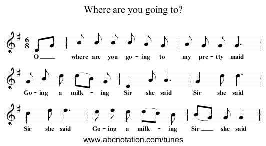 Where are you going to? - staff notation