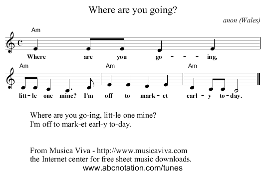 Where are you going? - staff notation