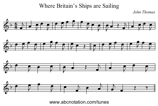 Where Britain’s Ships are Sailing - staff notation