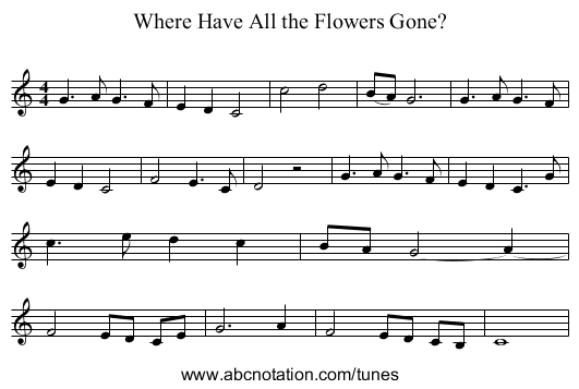 Where Have All the Flowers Gone? - staff notation