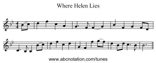 Where Helen Lies - staff notation