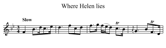 Where Helen lies - staff notation