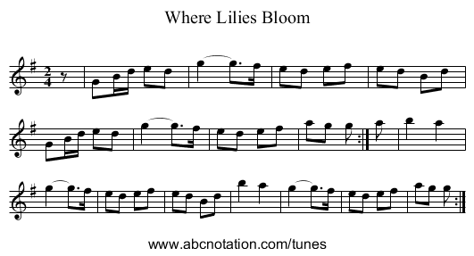 Where Lilies Bloom - staff notation