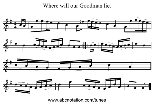 Where will our Goodman lie. - staff notation
