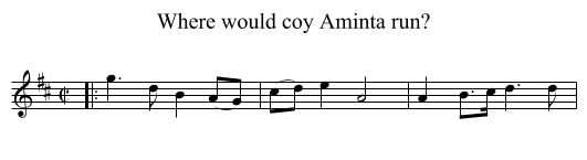 Where would coy Aminta run? - staff notation