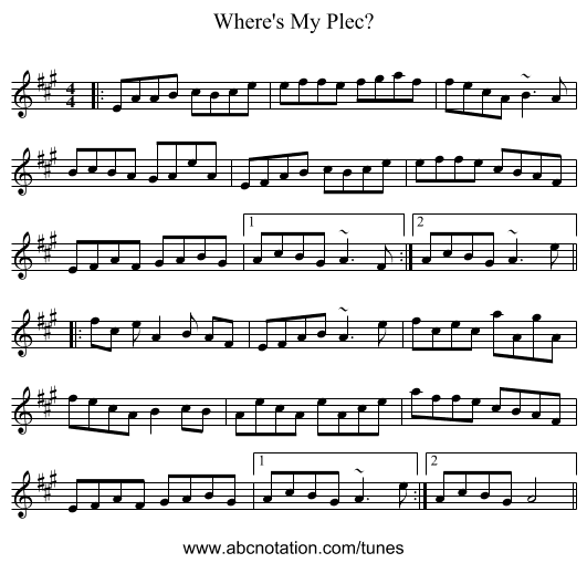 Where's My Plec? - staff notation