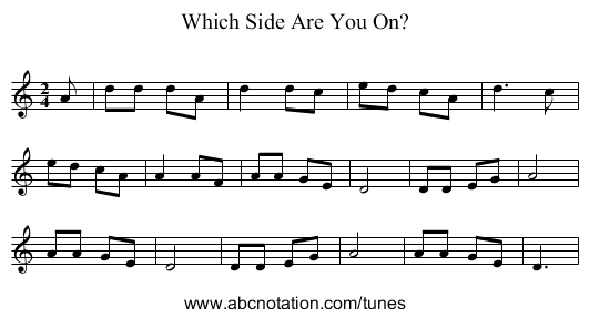 Which Side Are You On? - staff notation
