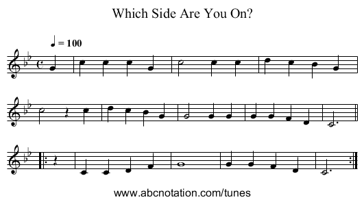 Which Side Are You On? - staff notation