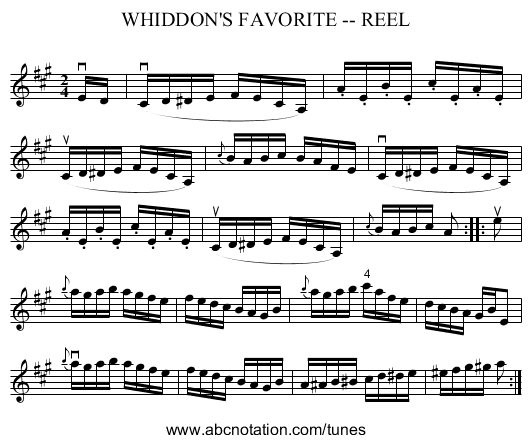 WHIDDON'S FAVORITE -- REEL - staff notation