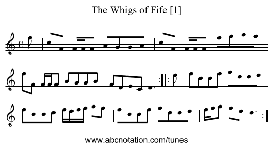 Whigs of Fife [1], The - staff notation