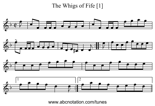Whigs of Fife [1], The - staff notation