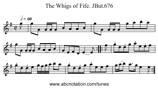 Whigs of Fife. JBut.676, The - staff notation