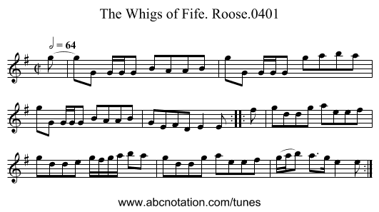 Whigs of Fife. Roose.0401, The - staff notation