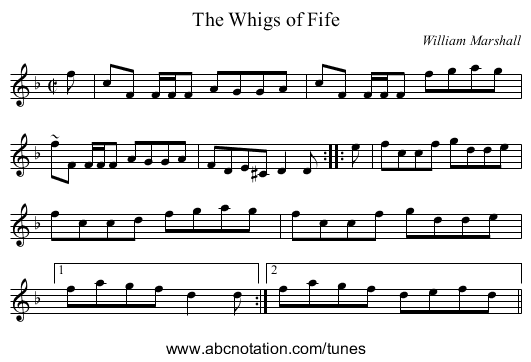 Whigs of Fife, The - staff notation