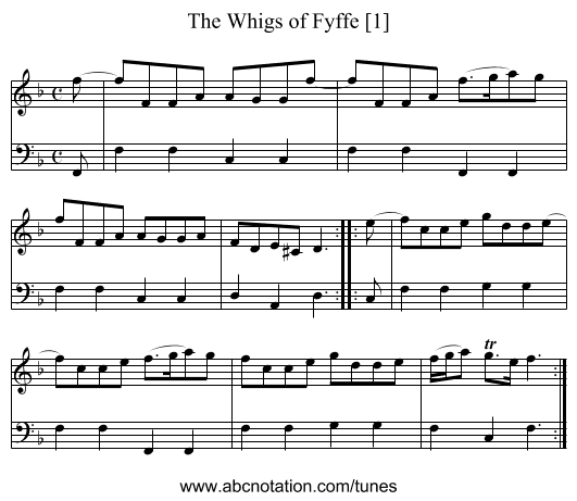Whigs of Fyffe [1], The - staff notation