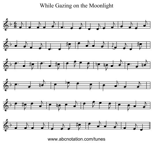 While Gazing on the Moonlight - staff notation