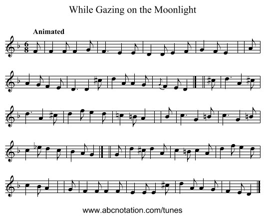 While Gazing on the Moonlight - staff notation
