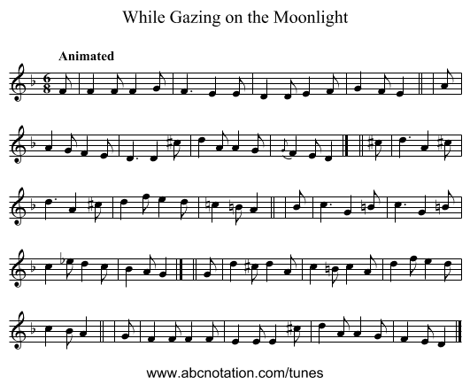 While Gazing on the Moonlight - staff notation
