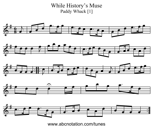 While History’s Muse - staff notation