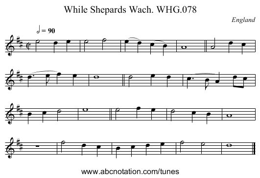 While Shepards Wach. WHG.078 - staff notation