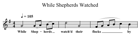 While Shepherds Watched - staff notation