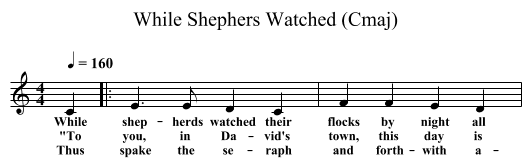 While Shephers Watched (Cmaj) - staff notation