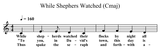 While Shephers Watched (Cmaj) - staff notation