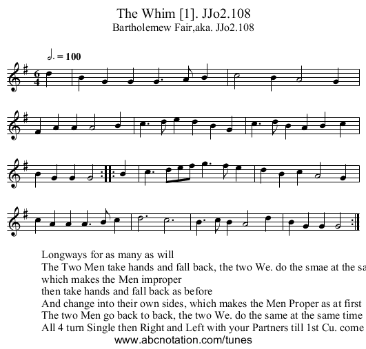 Whim [1]. JJo2.108, The - staff notation