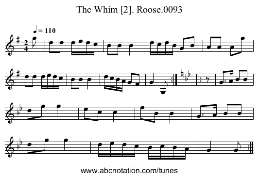 Whim [2]. Roose.0093, The - staff notation